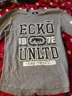 Ecko Unlimited Gray Thermal Waffle Knit Top